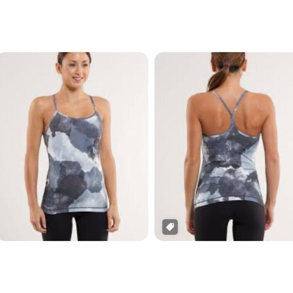 Lululemon power Y Womens Unpadded Camo Built-In Bra Tank Top gray Sz6